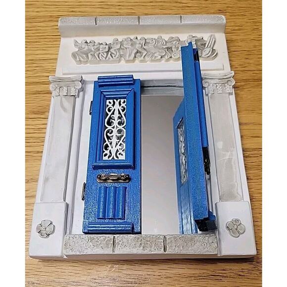 Vintage Greece Santorini Blue Door Ornamental Wall Plaque Ceramic Handcrafted - Picture 6 of 9